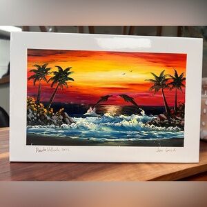 Tropical Sunset Dolphin Canvas by
